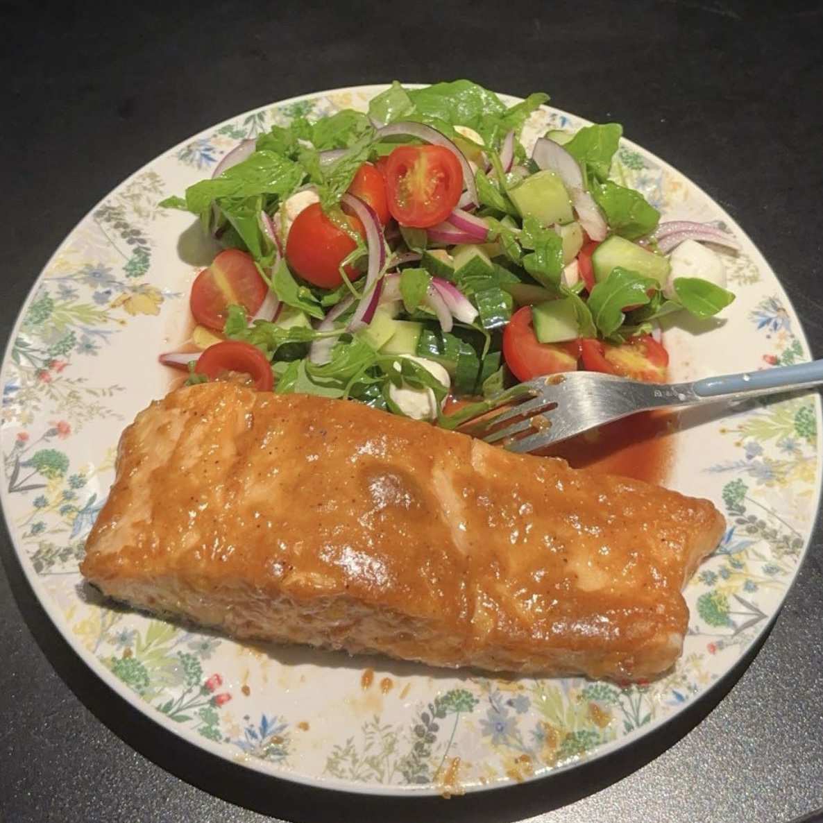 Brown Sugar Glazed Salmon with Side Salad